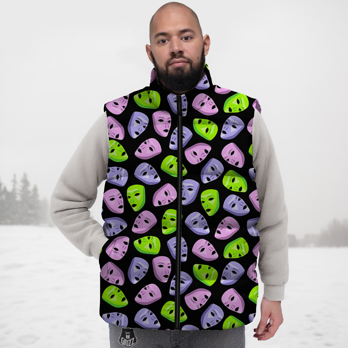 Pink Ribbon Breast Cancer Awareness Print Pattern Down Vest