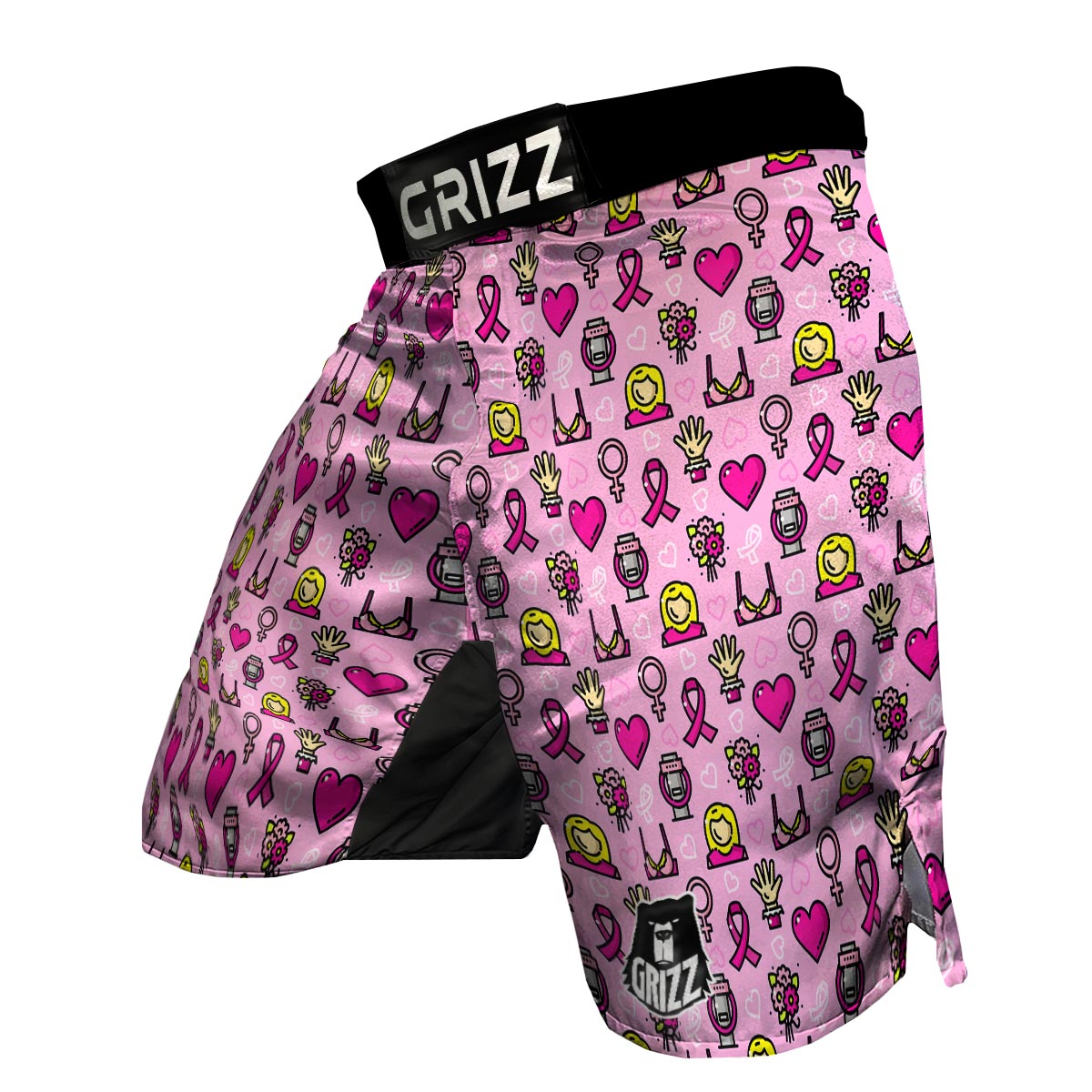 Pink Ribbon Breast Cancer Awareness Print Pattern MMA Shorts-grizzshop