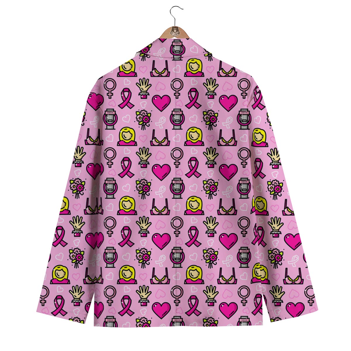 Pink Ribbon Breast Cancer Awareness Print Pattern Men's Blazer-grizzshop