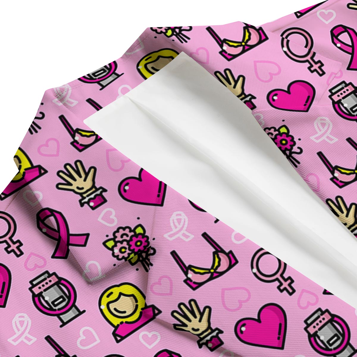 Pink Ribbon Breast Cancer Awareness Print Pattern Men's Blazer-grizzshop