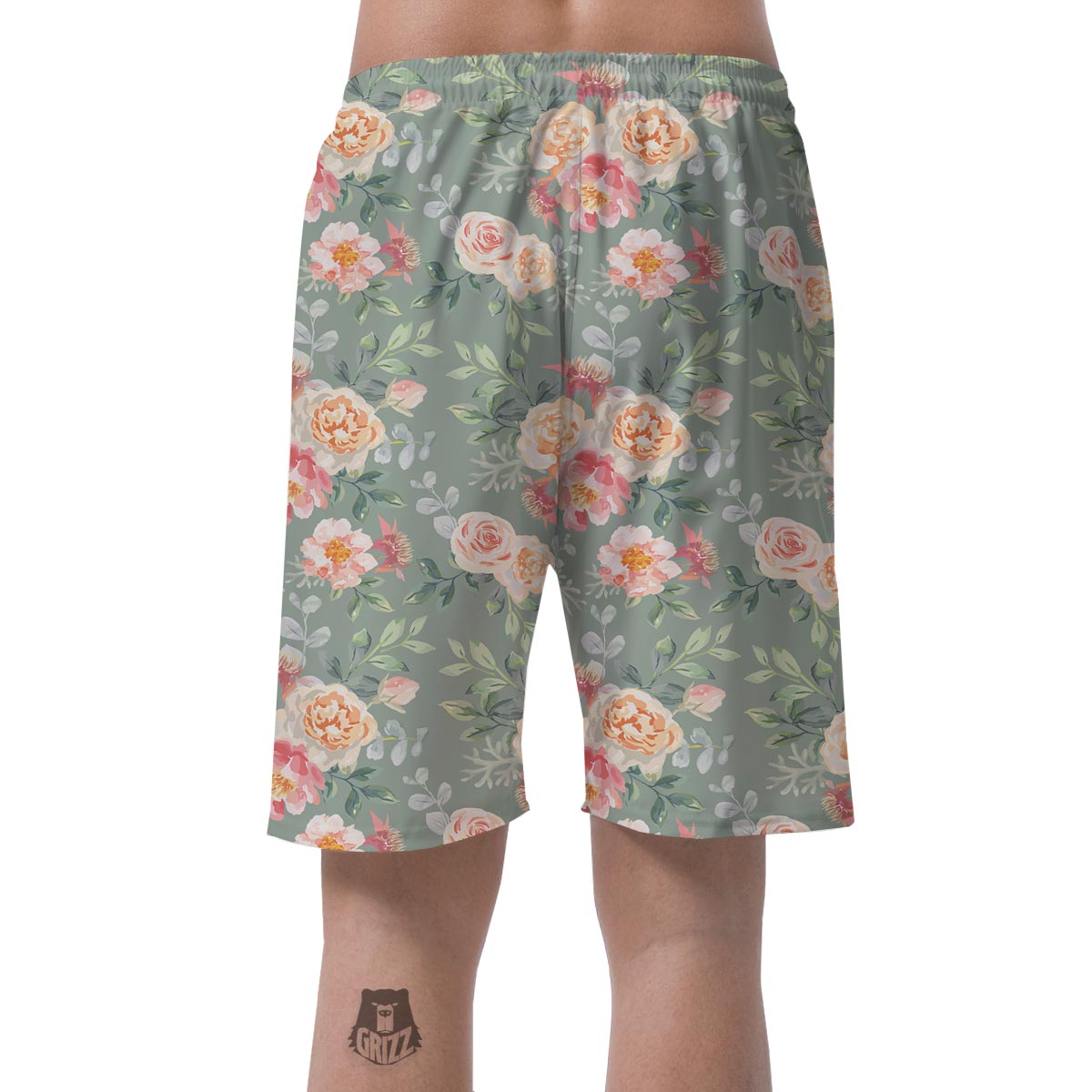 Pink Rose And Peony Floral Men's Shorts-grizzshop