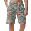 Pink Rose And Peony Floral Men's Shorts-grizzshop