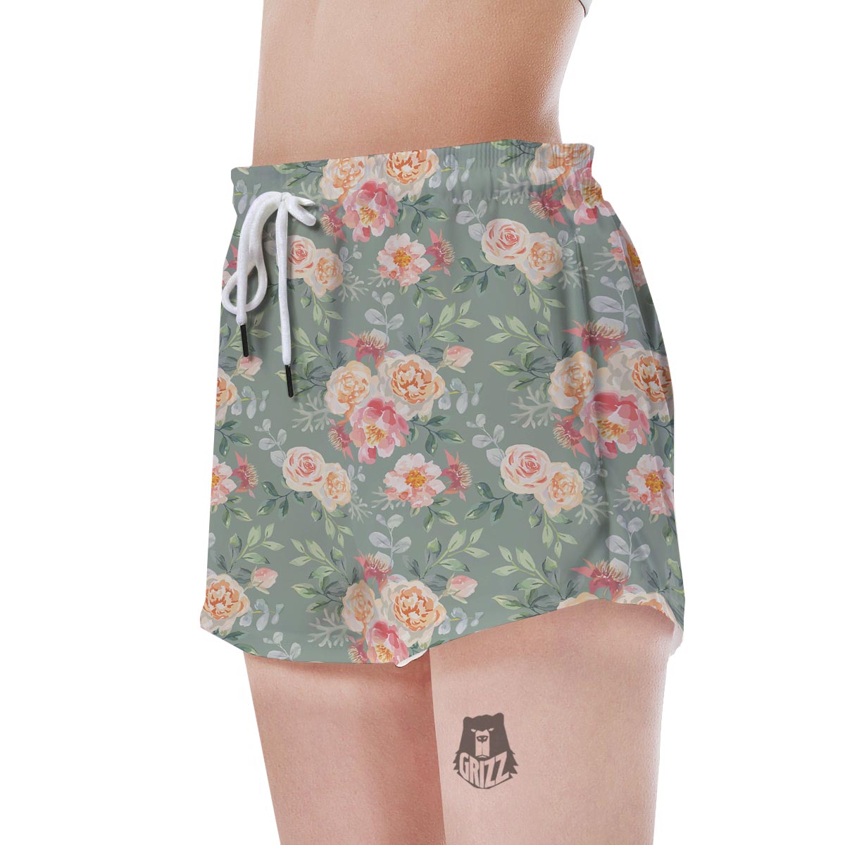 Pink Rose And Peony Floral Women's Shorts-grizzshop