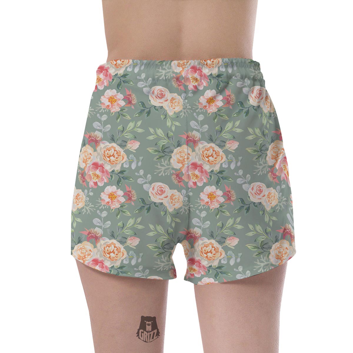 Pink Rose And Peony Floral Women's Shorts-grizzshop