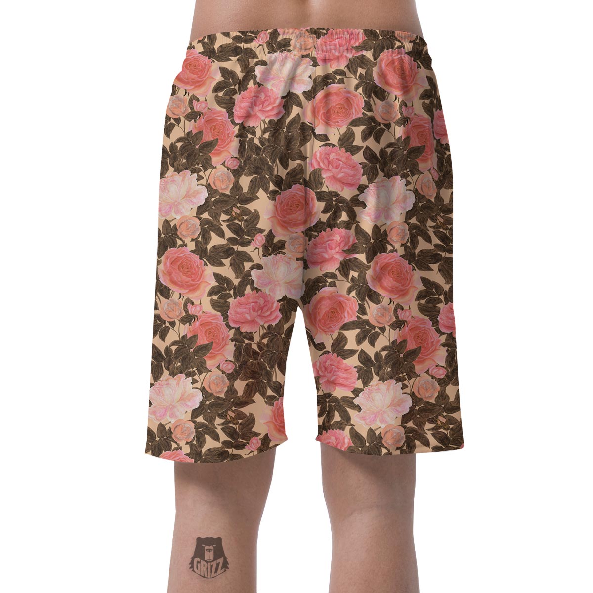 Pink Rose Floral Men's Shorts-grizzshop