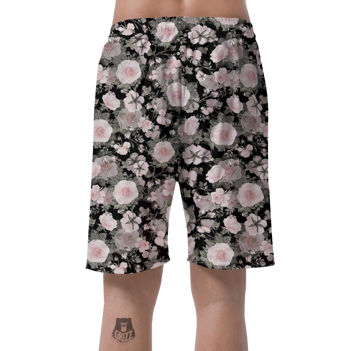 Pink Rose Floral Pattern Print Men's Shorts-grizzshop