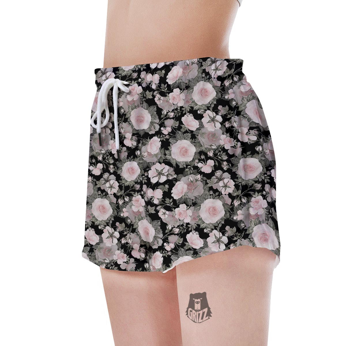 Pink Rose Floral Pattern Print Women's Shorts-grizzshop