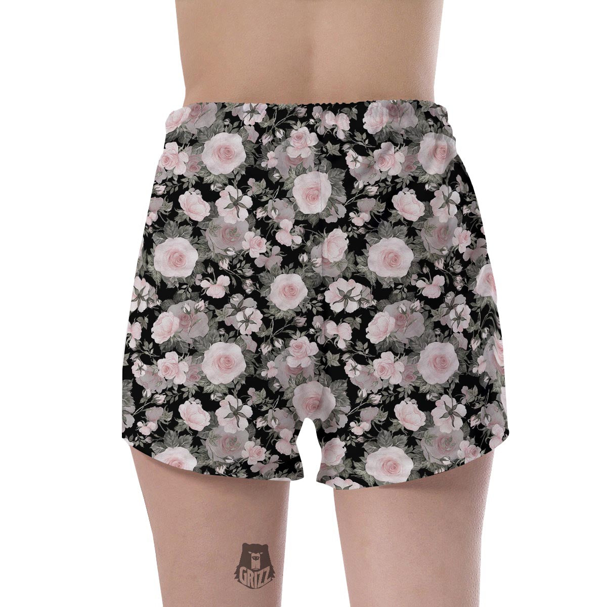 Pink Rose Floral Pattern Print Women's Shorts-grizzshop