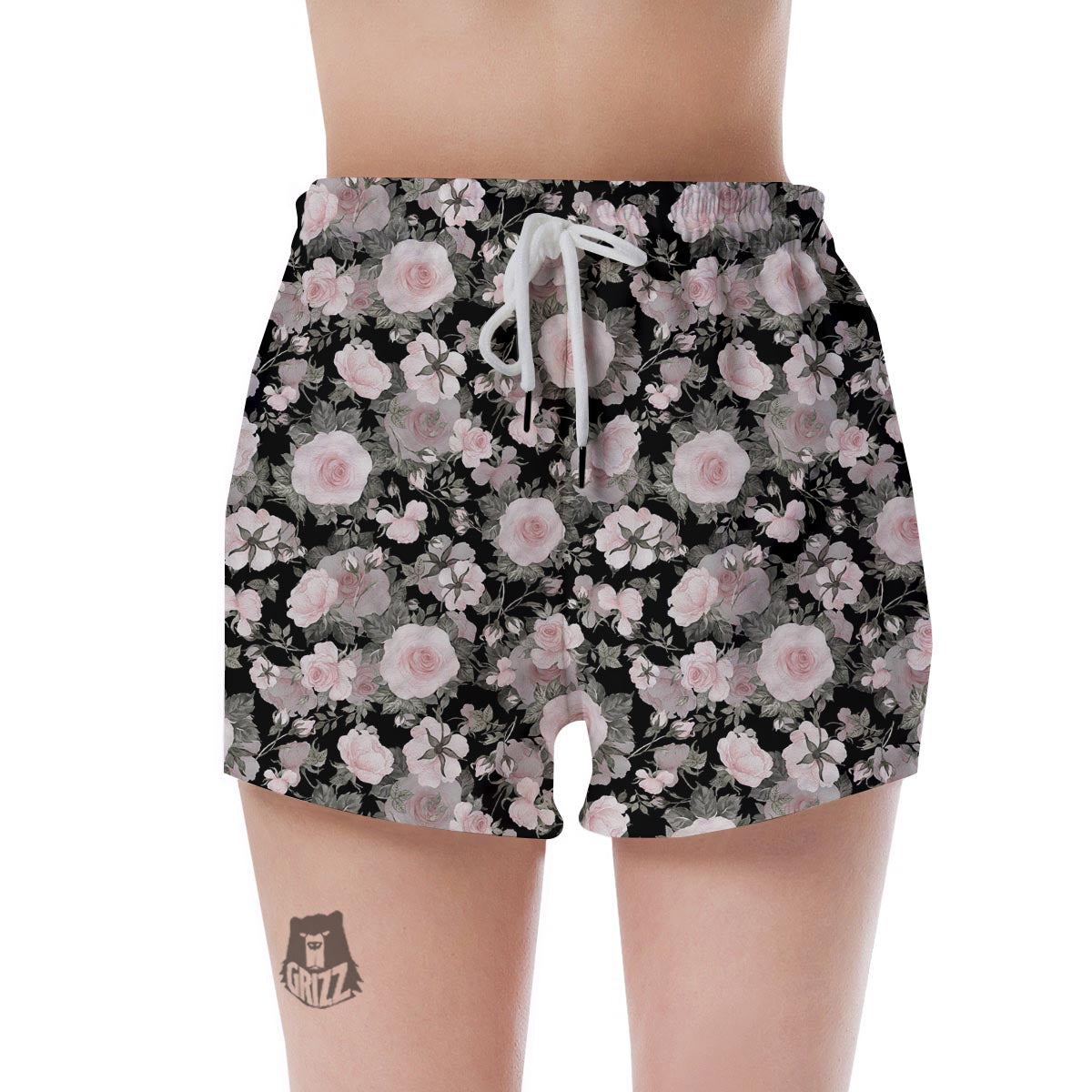 Pink Rose Floral Pattern Print Women's Shorts-grizzshop