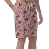 Pink Rose Floral Print Men's Shorts-grizzshop