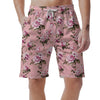 Pink Rose Floral Print Men's Shorts-grizzshop