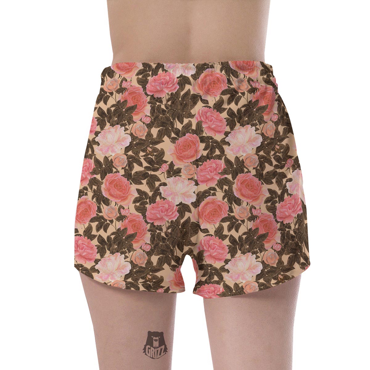 Pink Rose Floral Women's Shorts-grizzshop