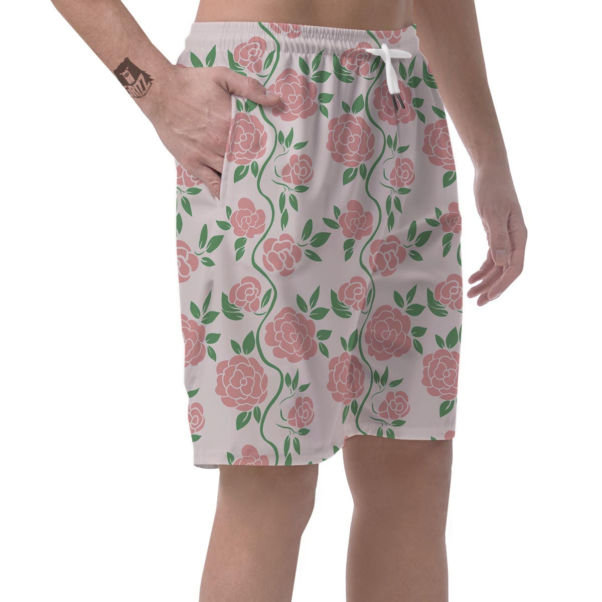 Pink Rose Flower Men's Shorts-grizzshop