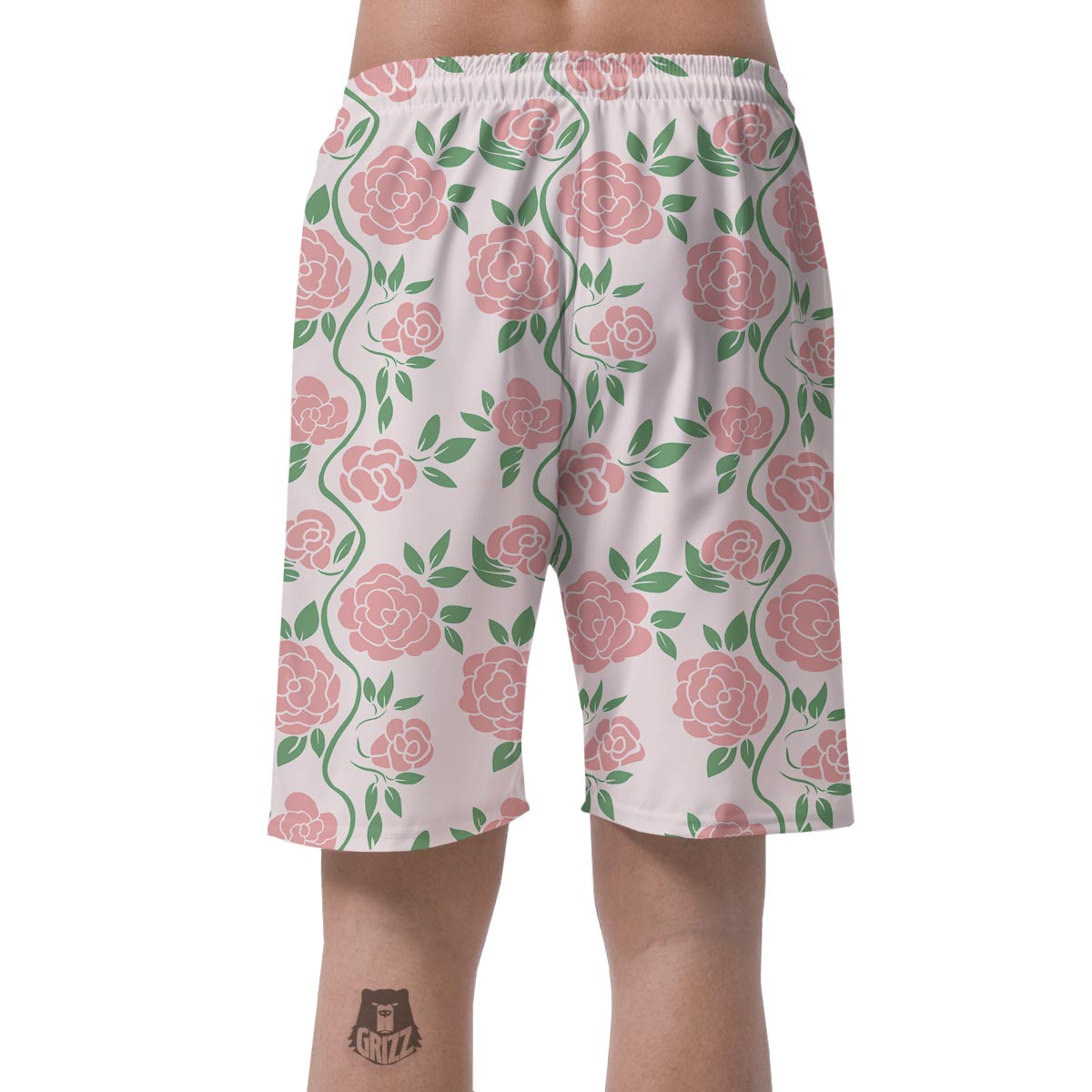 Pink Rose Flower Men's Shorts-grizzshop