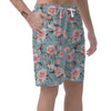 Pink Rose Flower Print Men's Shorts-grizzshop