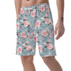 Pink Rose Flower Print Men's Shorts-grizzshop