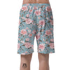 Pink Rose Flower Print Men's Shorts-grizzshop