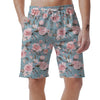 Pink Rose Flower Print Men's Shorts-grizzshop