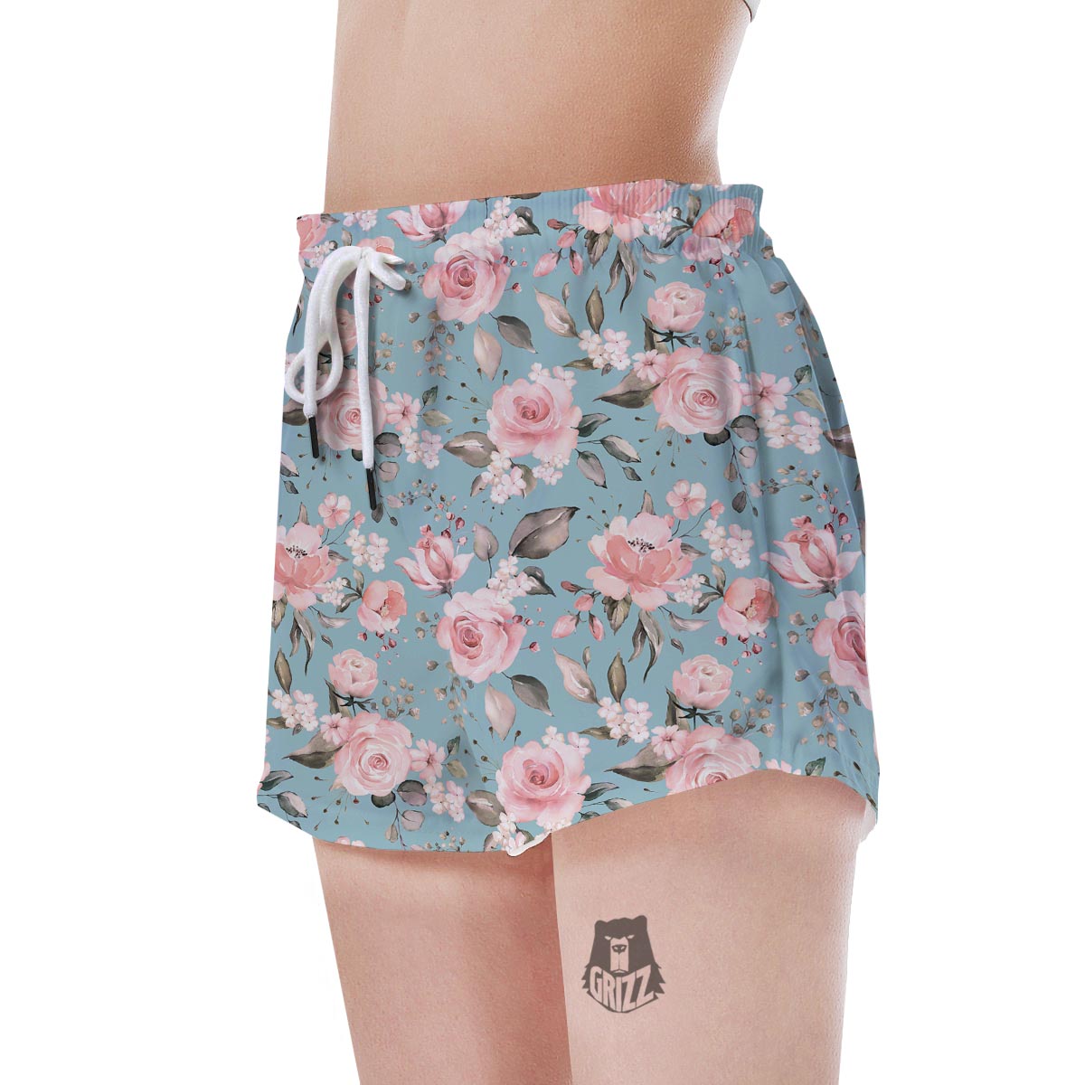 Pink Rose Flower Print Women's Shorts-grizzshop
