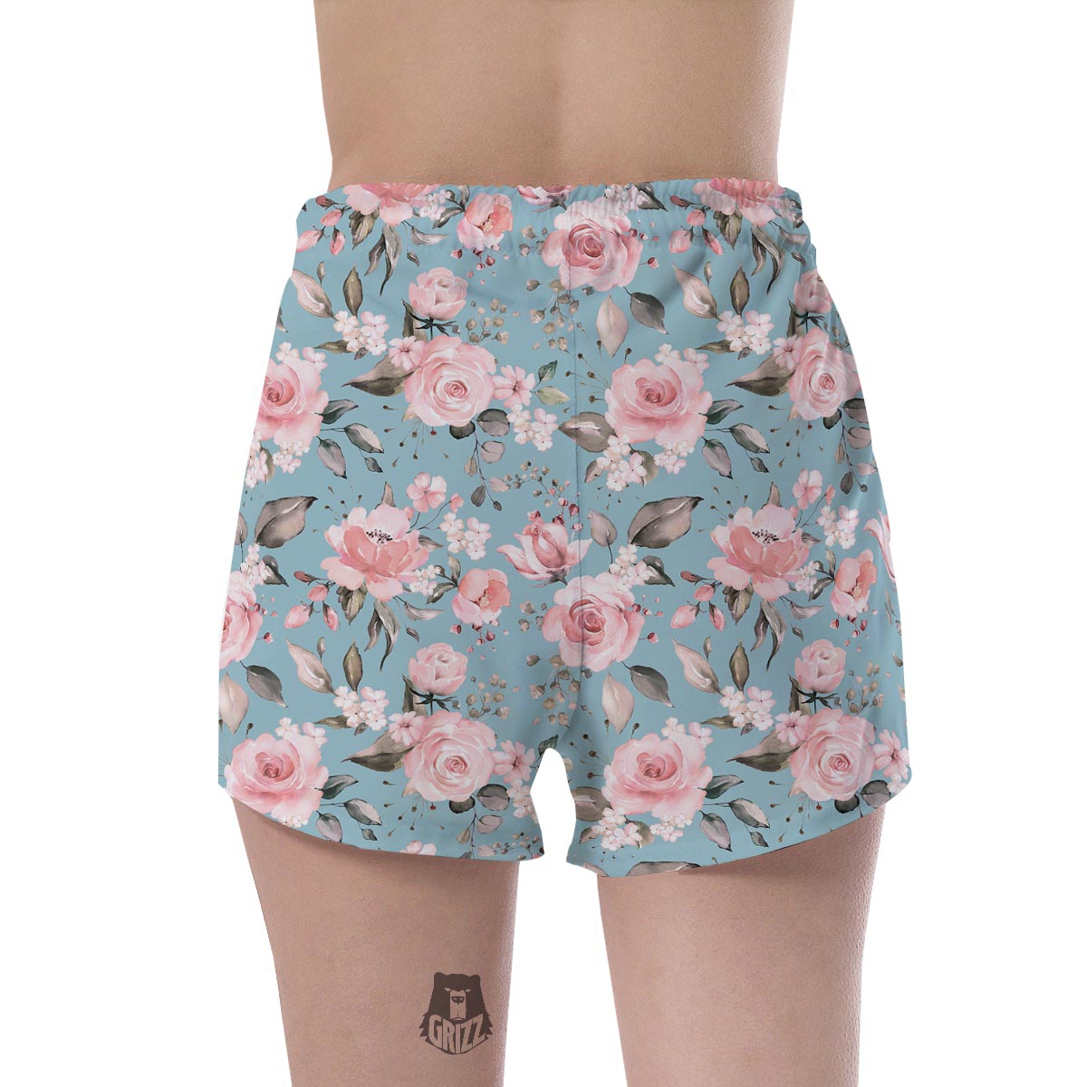 Pink Rose Flower Print Women's Shorts-grizzshop