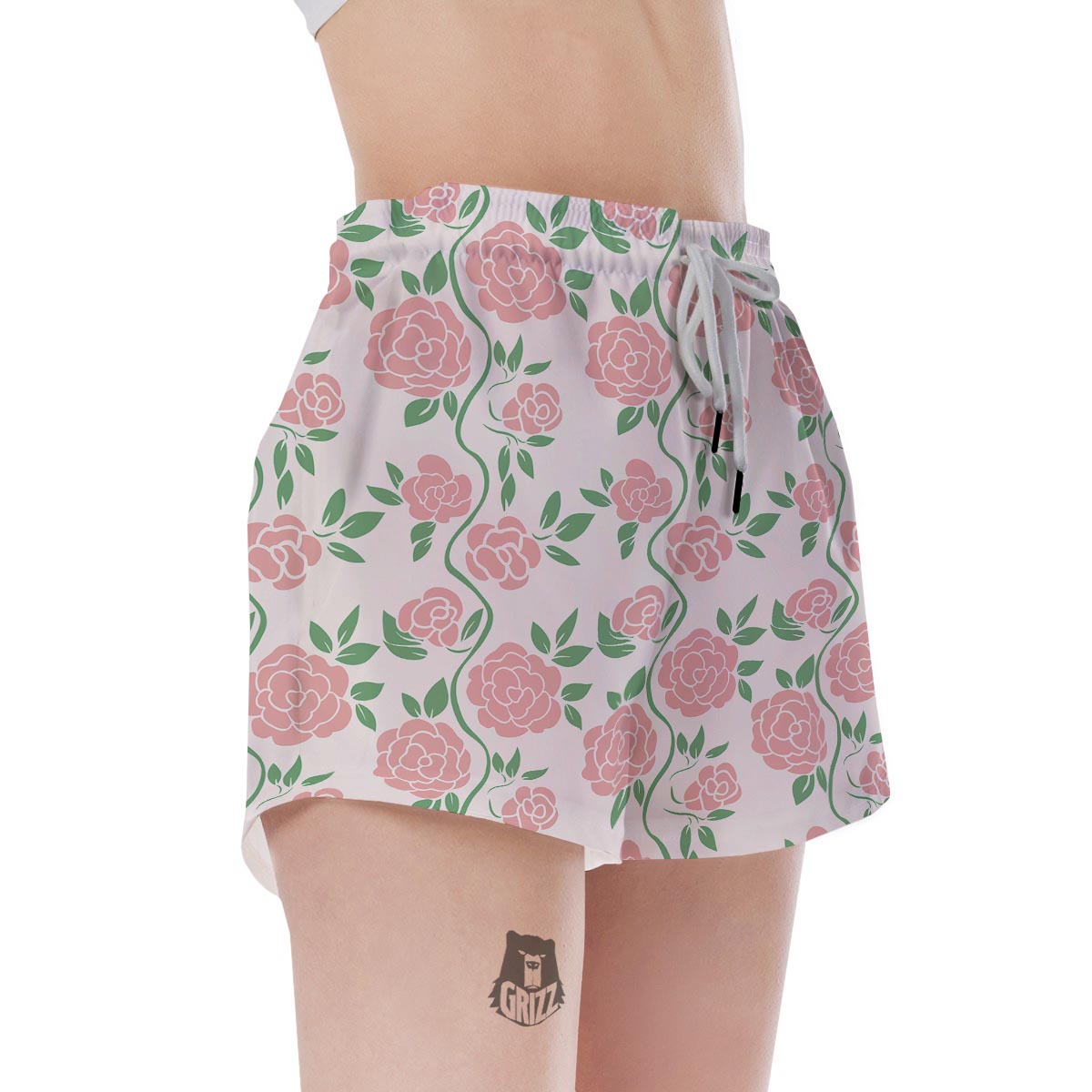 Pink Rose Flower Women's Shorts-grizzshop