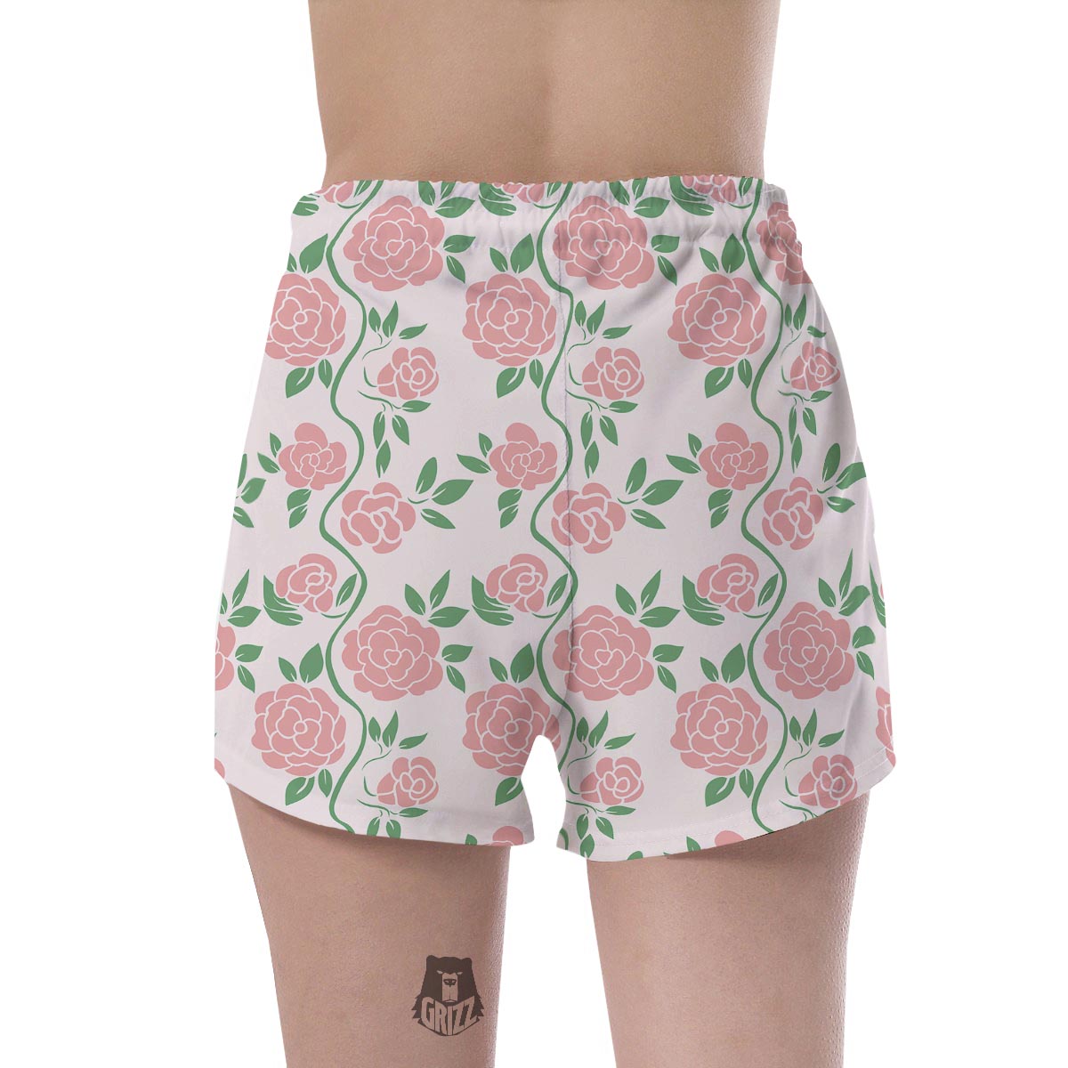 Pink Rose Flower Women's Shorts-grizzshop