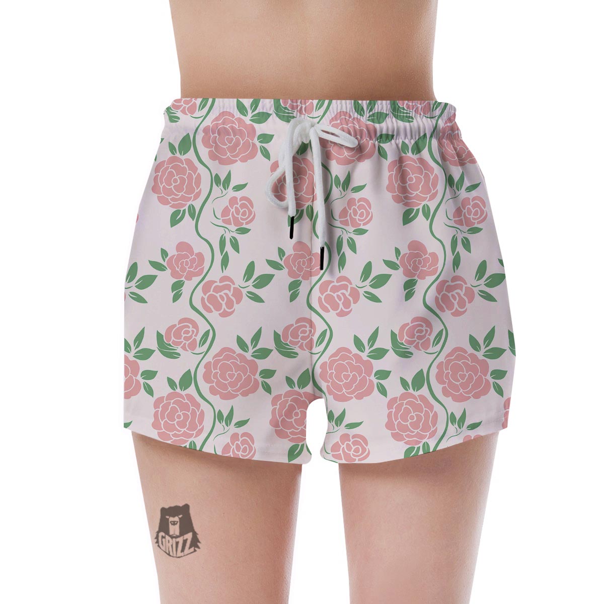 Pink Rose Flower Women's Shorts-grizzshop