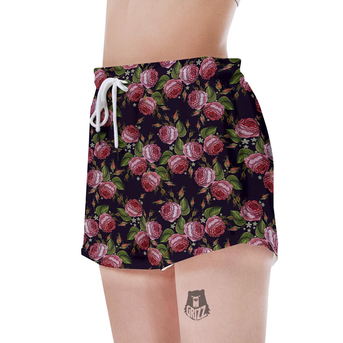 Pink Rose Print Women's Shorts-grizzshop