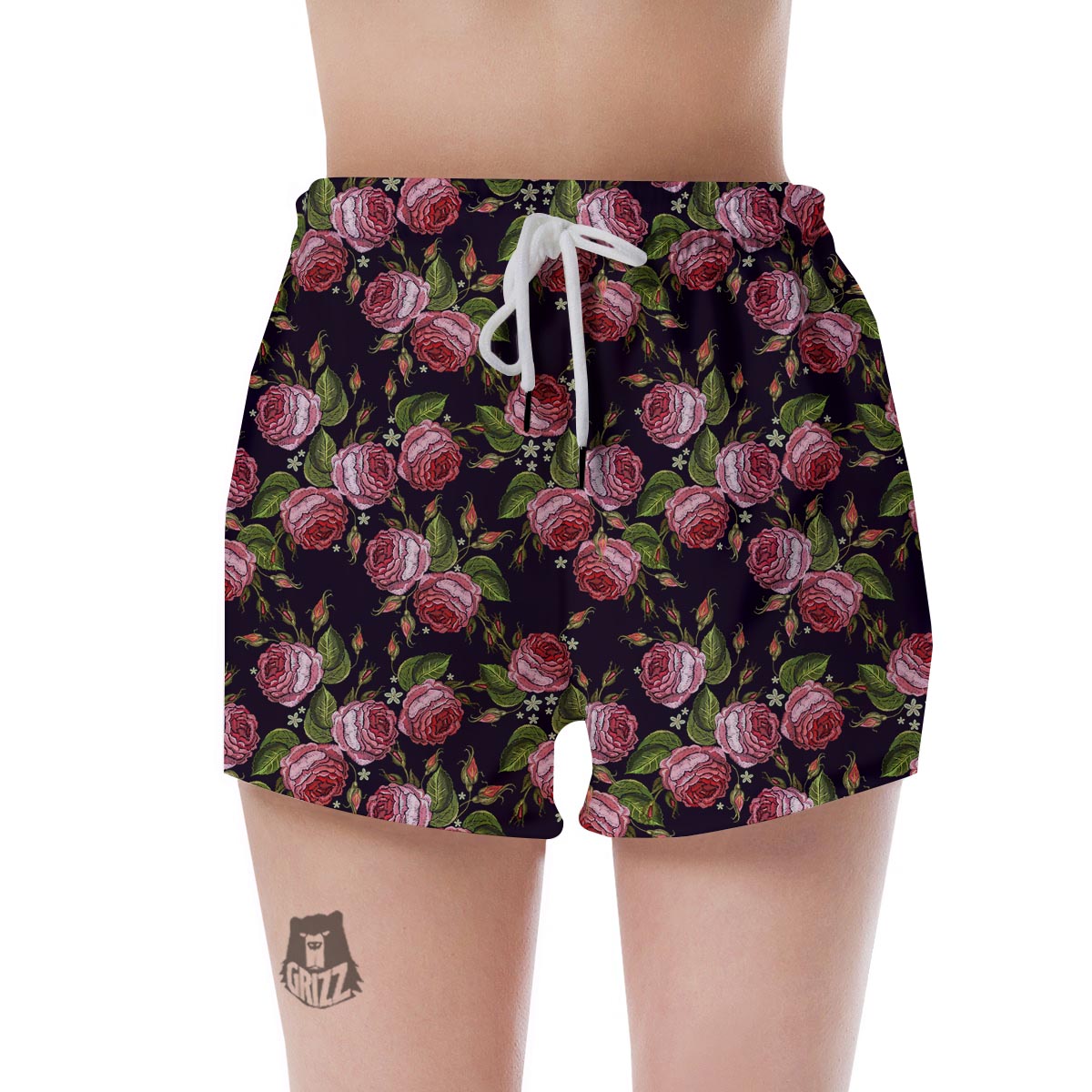 Pink Rose Print Women's Shorts-grizzshop