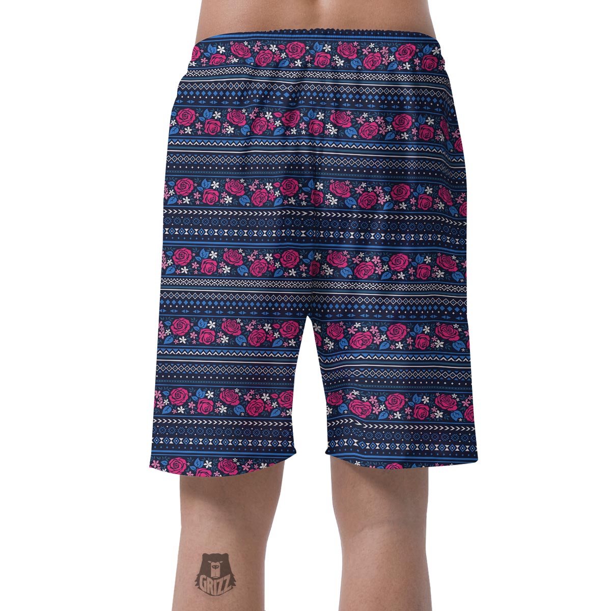 Pink Rose Tribal Aztec Men's Shorts-grizzshop