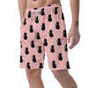 Pink Silhouette Cat Print Men's Shorts-grizzshop