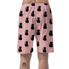 Pink Silhouette Cat Print Men's Shorts-grizzshop