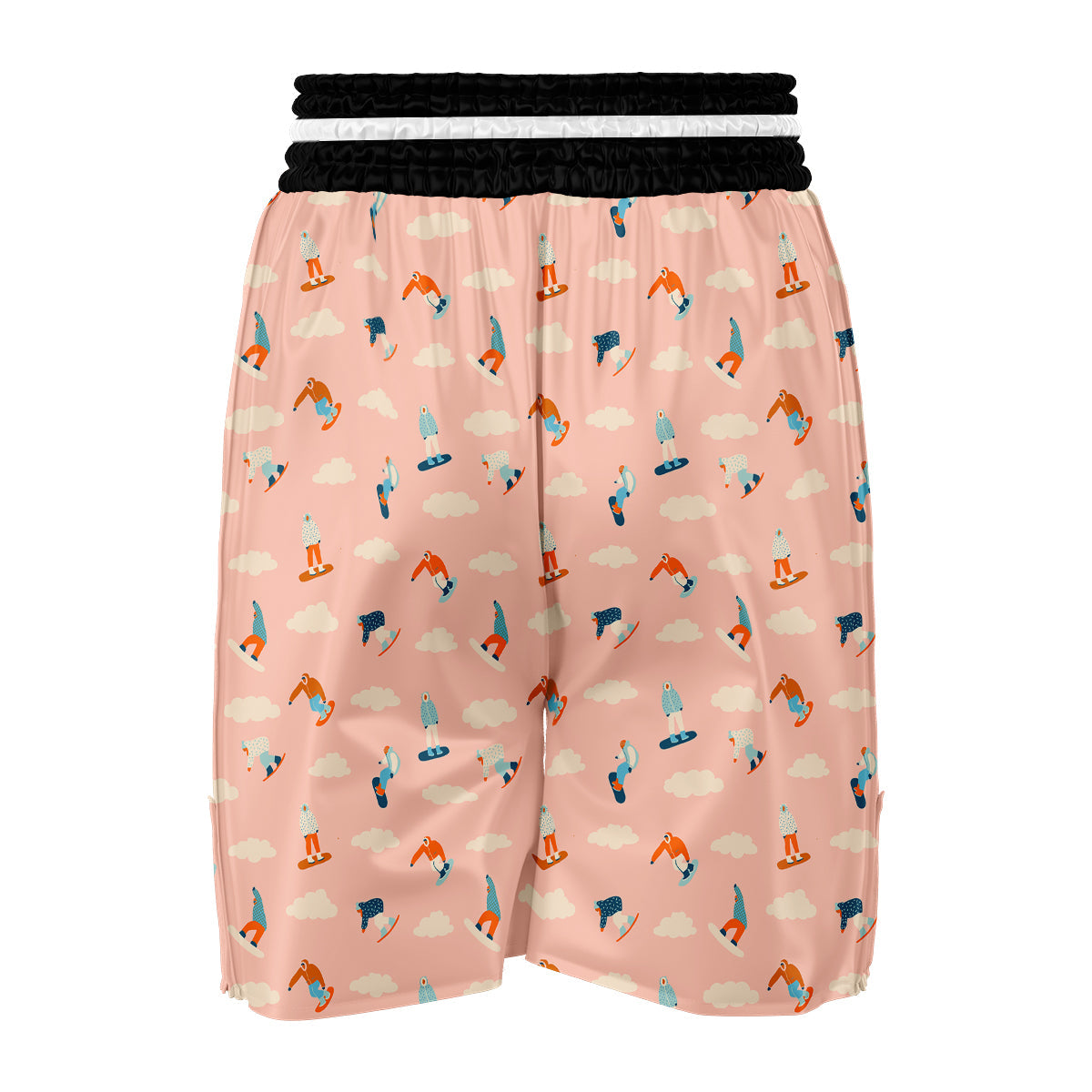Pink Snowboard Sky Print Pattern Boxing Shorts-grizzshop