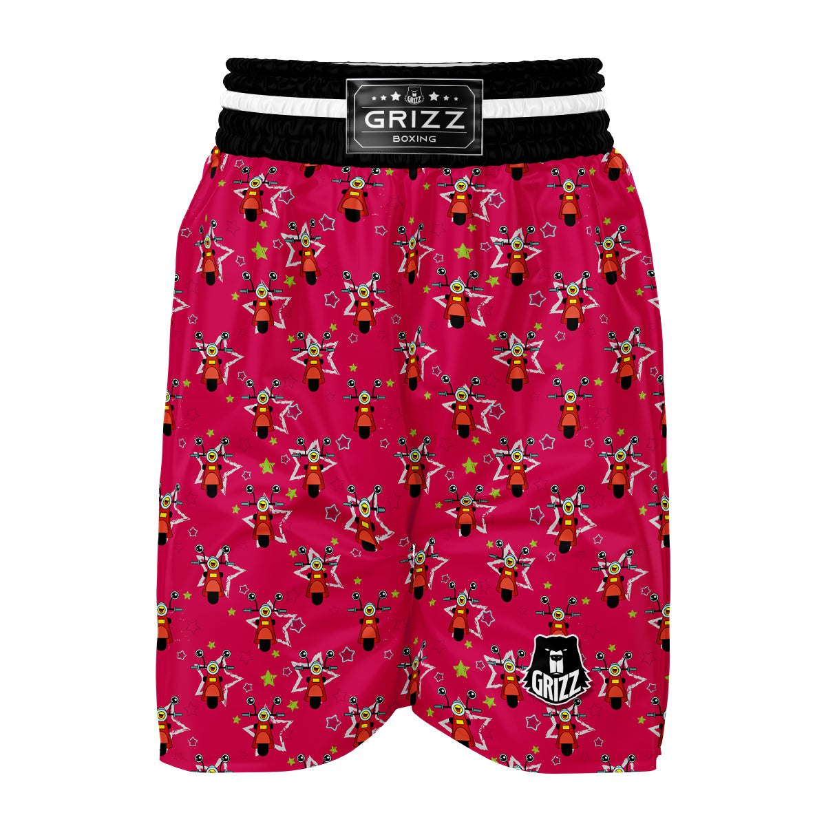 Pink Star Scooter Print Pattern Boxing Shorts-grizzshop