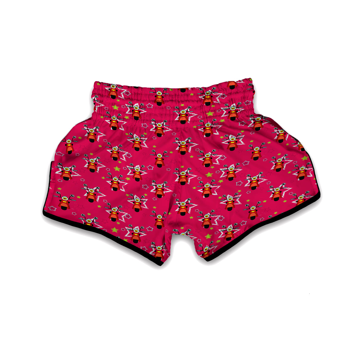 Pink Star Scooter Print Pattern Muay Thai Boxing Shorts-grizzshop