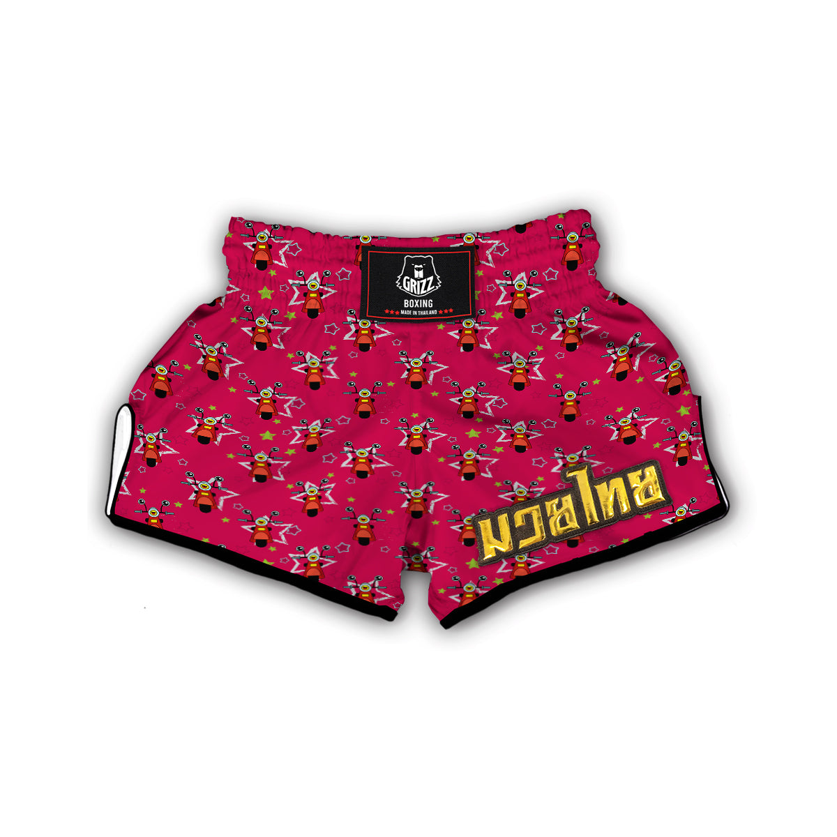 Pink Star Scooter Print Pattern Muay Thai Boxing Shorts-grizzshop