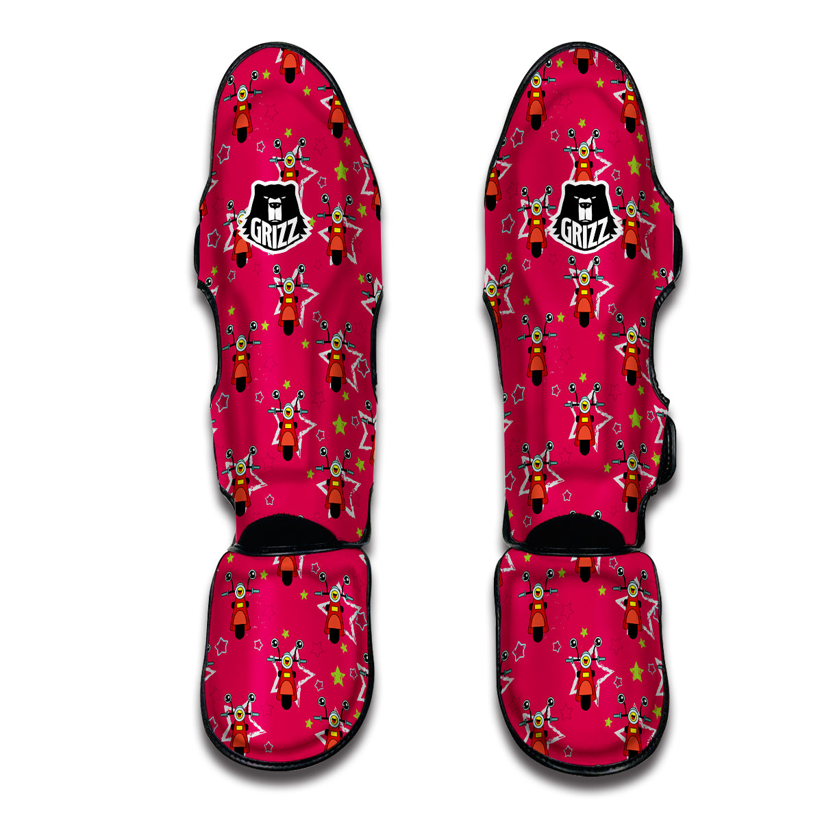 Pink Star Scooter Print Pattern Muay Thai Shin Guards-grizzshop