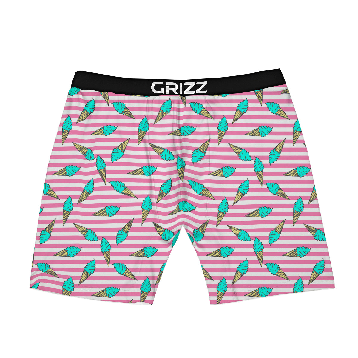 Pink Striped Ice Creams Print Pattern Boxer Briefs-grizzshop