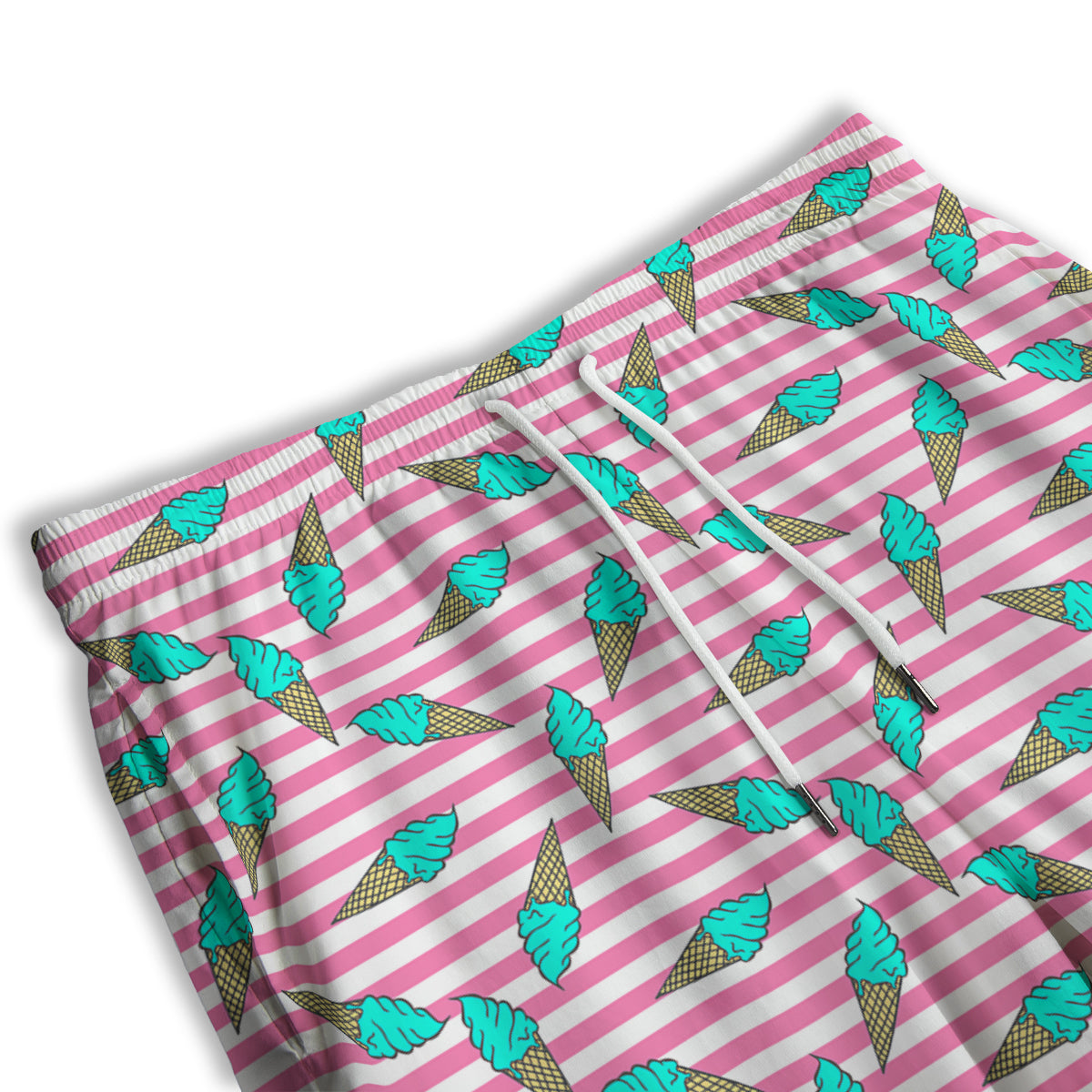 Pink Striped Ice Creams Print Pattern Men's Athletic Shorts