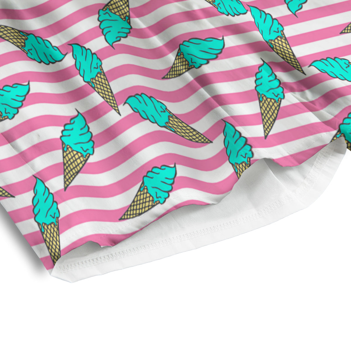 Pink Striped Ice Creams Print Pattern Men's Athletic Shorts