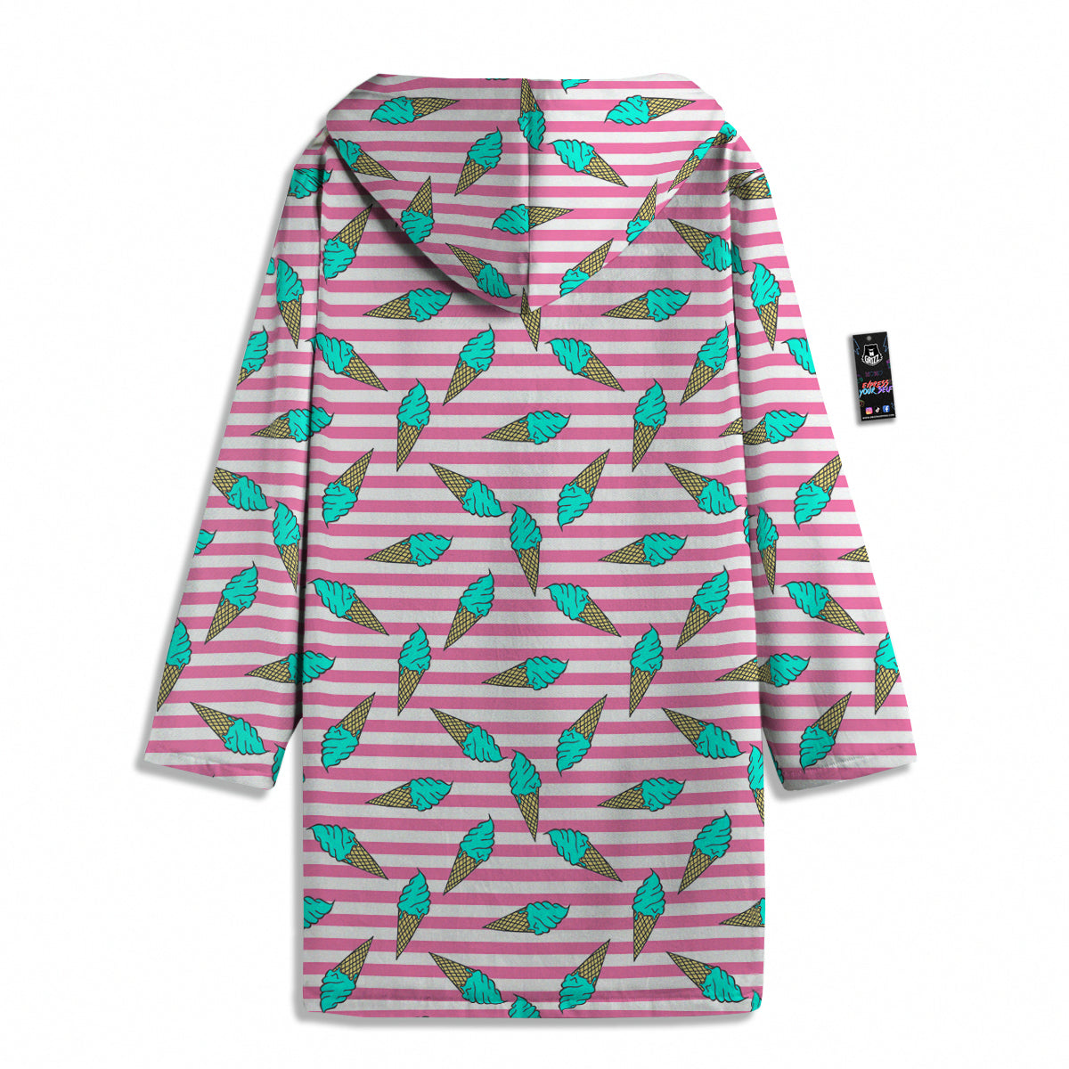 Pink Striped Ice Creams Print Pattern Men's Windbreaker Jacket-grizzshop