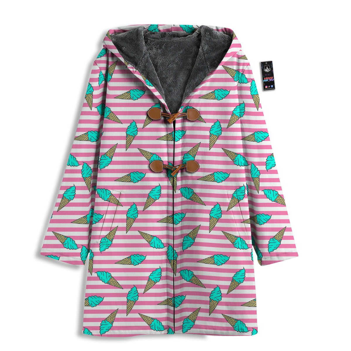 Pink Striped Ice Creams Print Pattern Men's Windbreaker Jacket-grizzshop