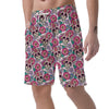 Pink Sugar Skull Floral Men's Shorts-grizzshop