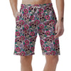 Pink Sugar Skull Floral Men's Shorts-grizzshop