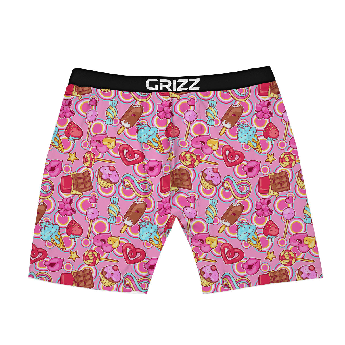 Pink Sweet Candy Print Pattern Boxer Briefs-grizzshop