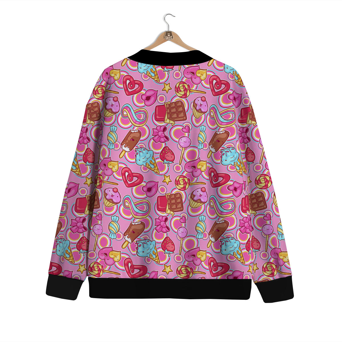 Pink Sweet Candy Print Pattern Cardigan-grizzshop