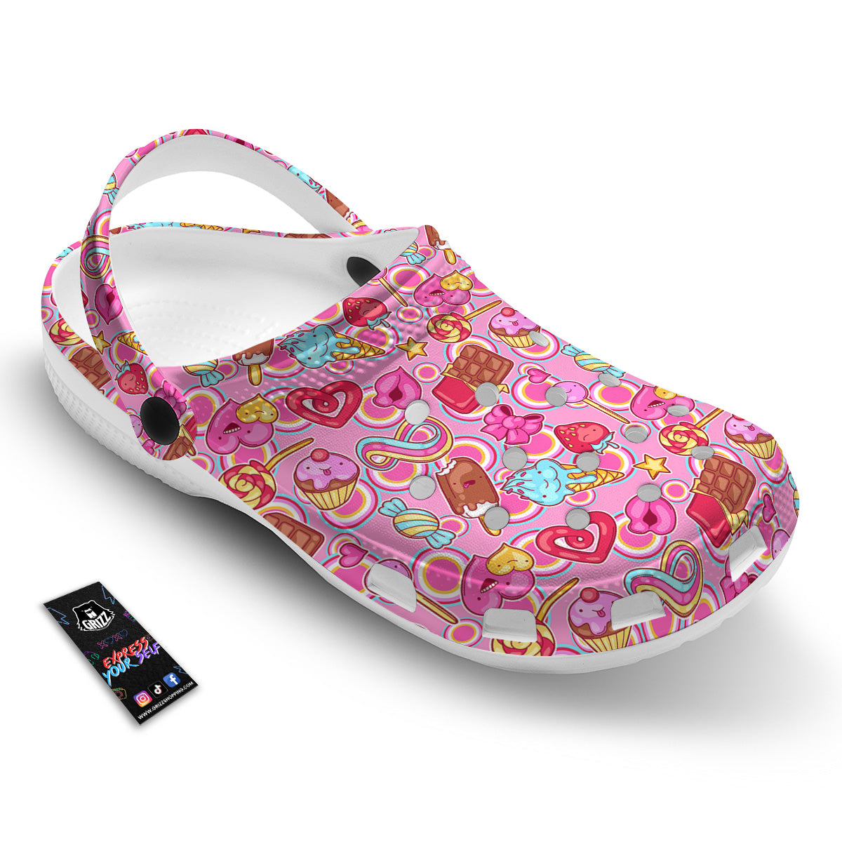 Pink Sweet Candy Print Pattern Clog-grizzshop