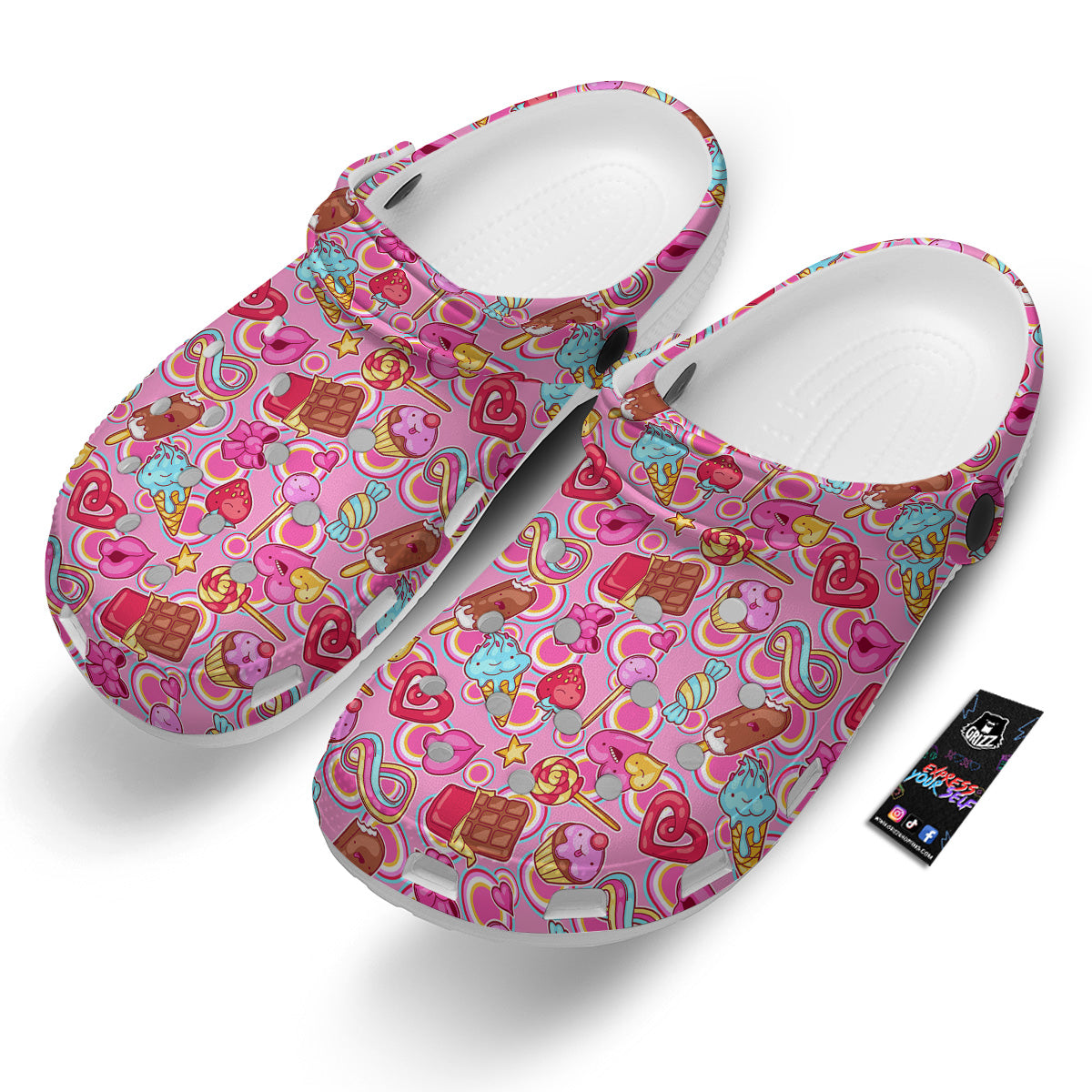 Pink Sweet Candy Print Pattern Clog-grizzshop