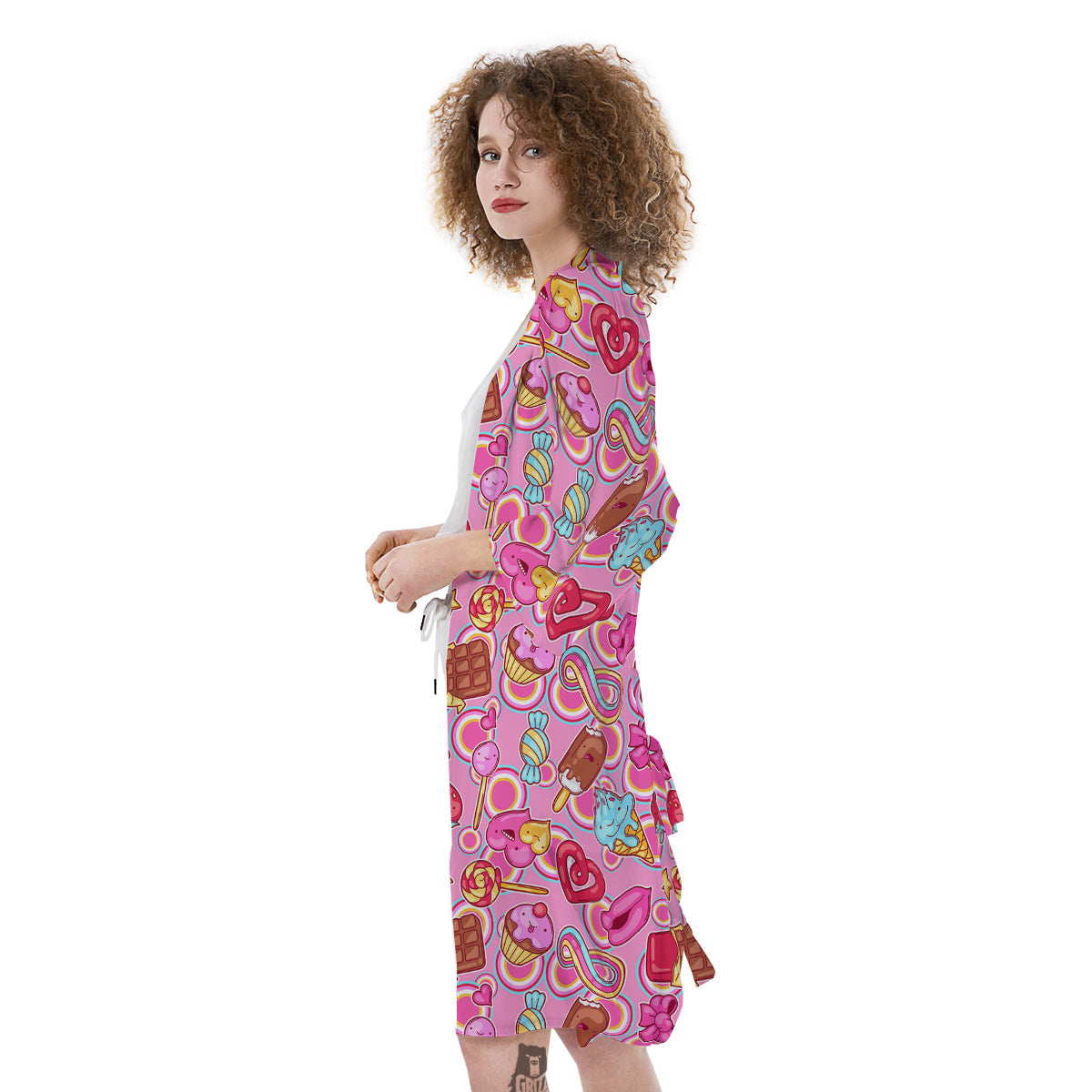 Pink Sweet Candy Print Pattern Kimono-grizzshop