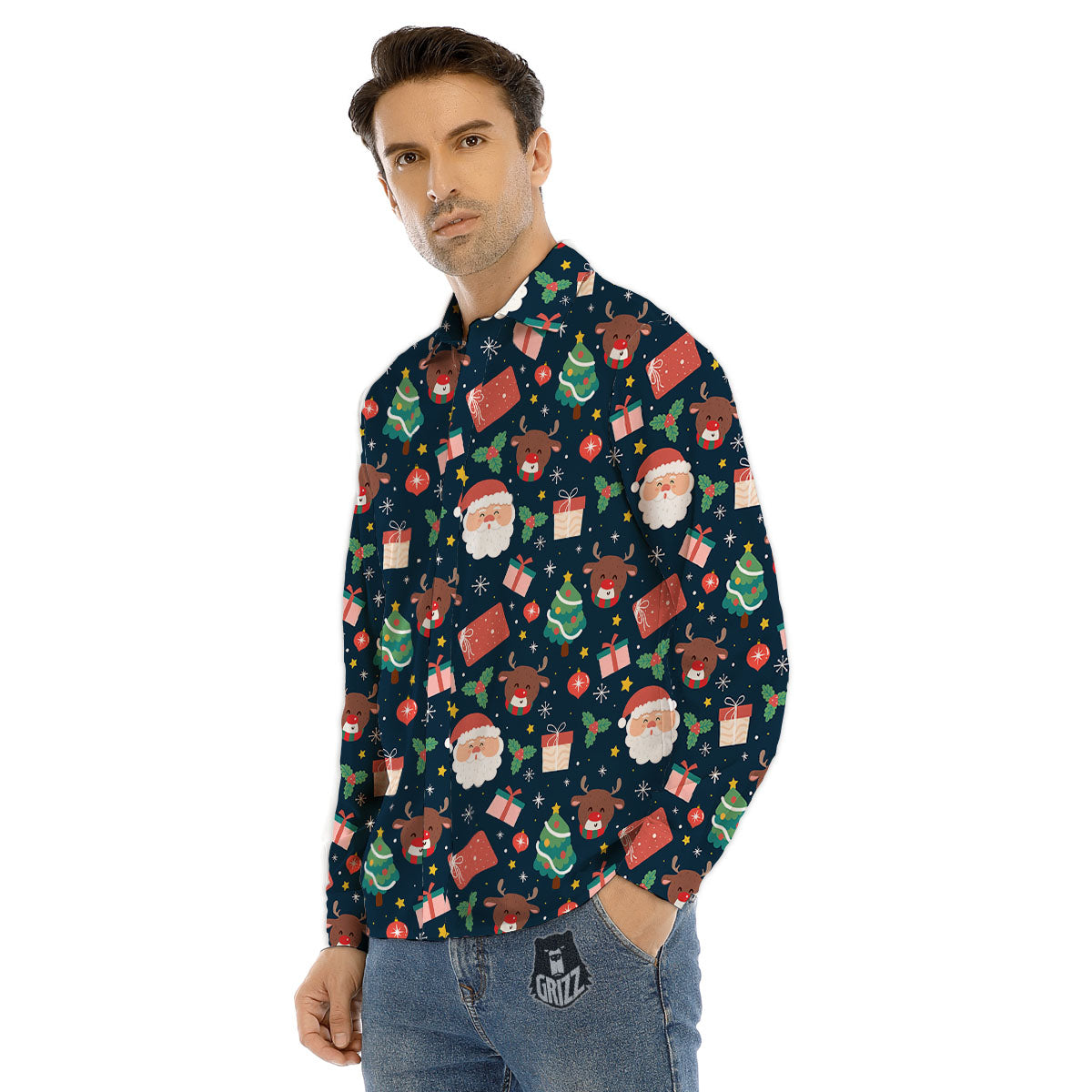 Pink Sweet Candy Print Pattern Men's Dress Shirts-grizzshop